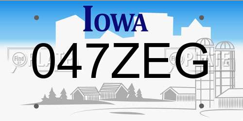 047ZEG Iowa License Plate