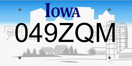 049ZQM Iowa License Plate