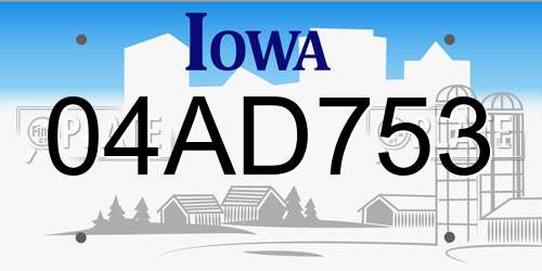04AD753 Iowa License Plate