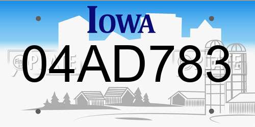 04AD783 Iowa License Plate