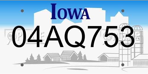 04AQ753 Iowa License Plate