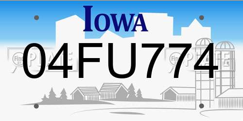04FU774 Iowa License Plate