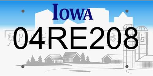 04RE208 Iowa License Plate