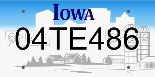 04TE486 Iowa License Plate