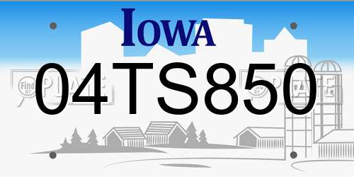 04TS850 Iowa License Plate