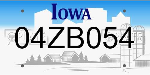 04ZB054 Iowa License Plate