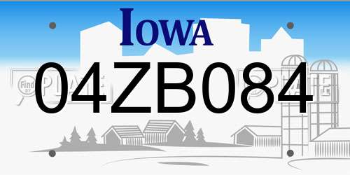 04ZB084 Iowa License Plate