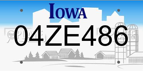 04ZE486 Iowa License Plate