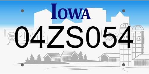 04ZS054 Iowa License Plate