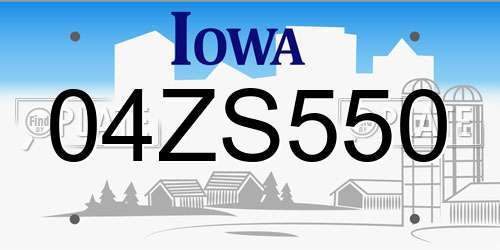 04ZS550 Iowa License Plate