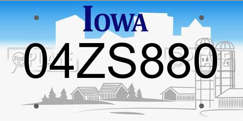 04ZS880 Iowa License Plate