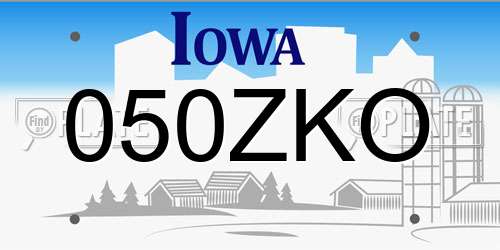 050ZKO Iowa License Plate