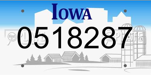 0518287 Iowa License Plate