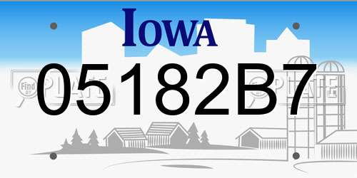 05182B7 Iowa License Plate