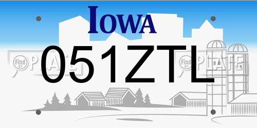 051ZTL Iowa License Plate