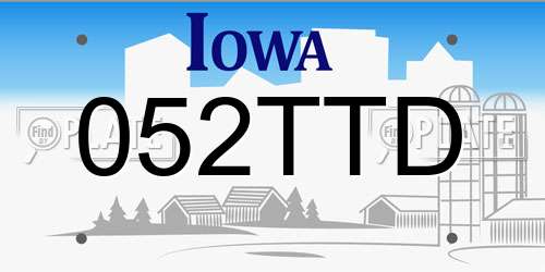 052TTD Iowa License Plate