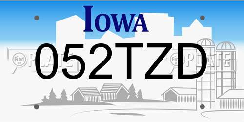 052TZD Iowa License Plate