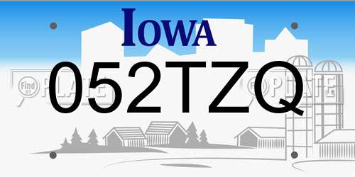 052TZQ Iowa License Plate