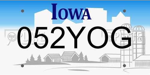 052YOG Iowa License Plate