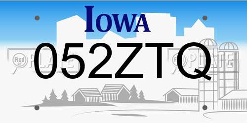 052ZTQ Iowa License Plate