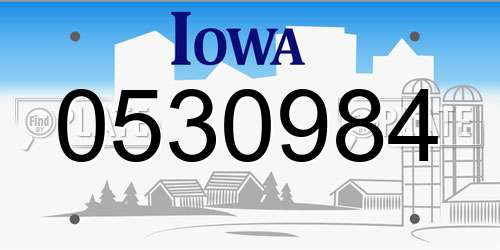 0530984 Iowa License Plate