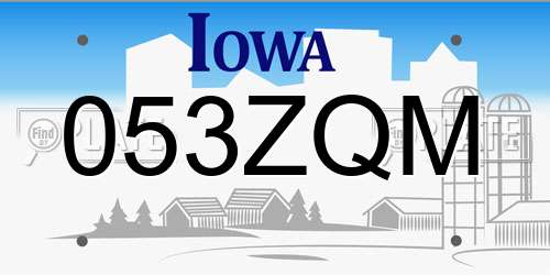 053ZQM Iowa License Plate