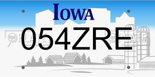054ZRE Iowa License Plate