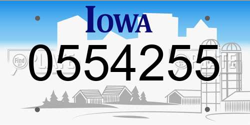 0554255 Iowa License Plate