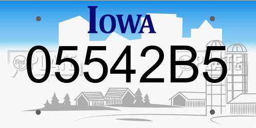 05542B5 Iowa License Plate