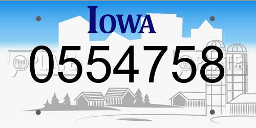 0554758 Iowa License Plate