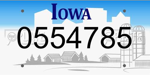 0554785 Iowa License Plate