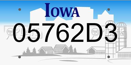 05762D3 Iowa License Plate