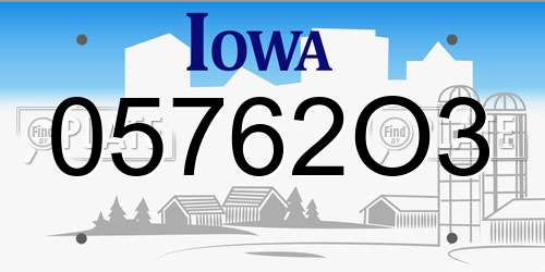 05762O3 Iowa License Plate