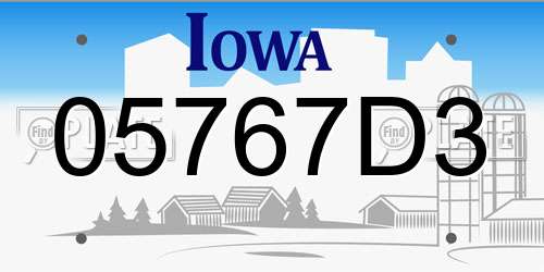 05767D3 Iowa License Plate