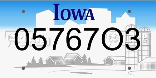 05767O3 Iowa License Plate