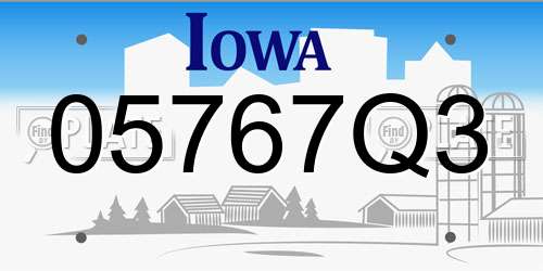 05767Q3 Iowa License Plate