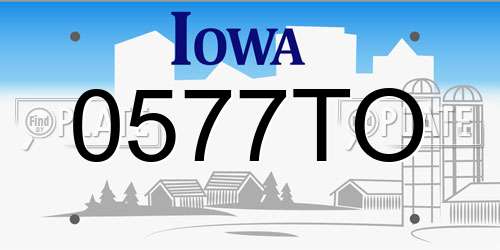 0577TO Iowa License Plate