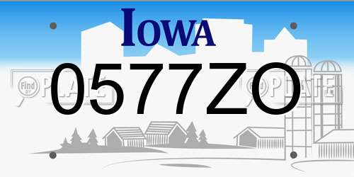 0577ZO Iowa License Plate