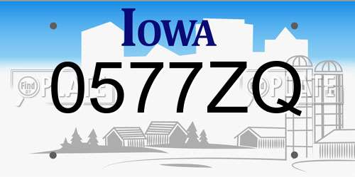 0577ZQ Iowa License Plate