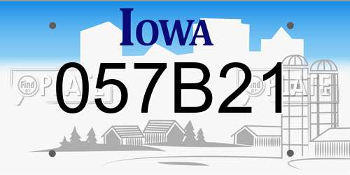 057B21 Iowa License Plate