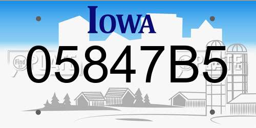 05847B5 Iowa License Plate