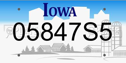 05847S5 Iowa License Plate