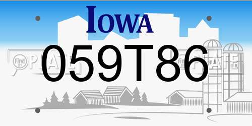059T86 Iowa License Plate