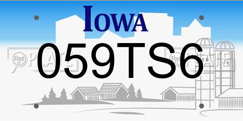 059TS6 Iowa License Plate