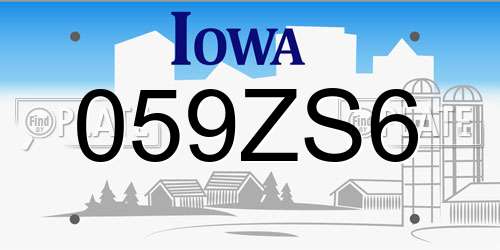 059ZS6 Iowa License Plate