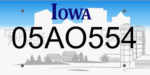 05AO554 Iowa License Plate