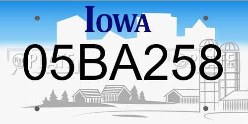 05BA258 Iowa License Plate