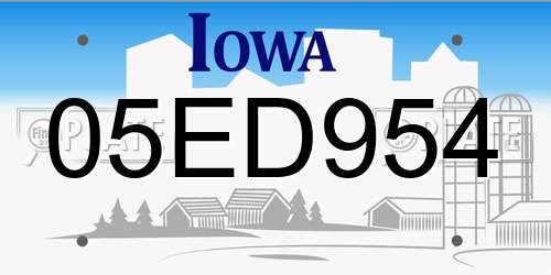 05ED954 Iowa License Plate