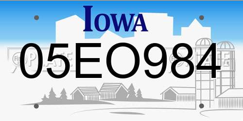 05EO984 Iowa License Plate
