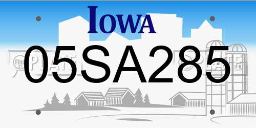 05SA285 Iowa License Plate